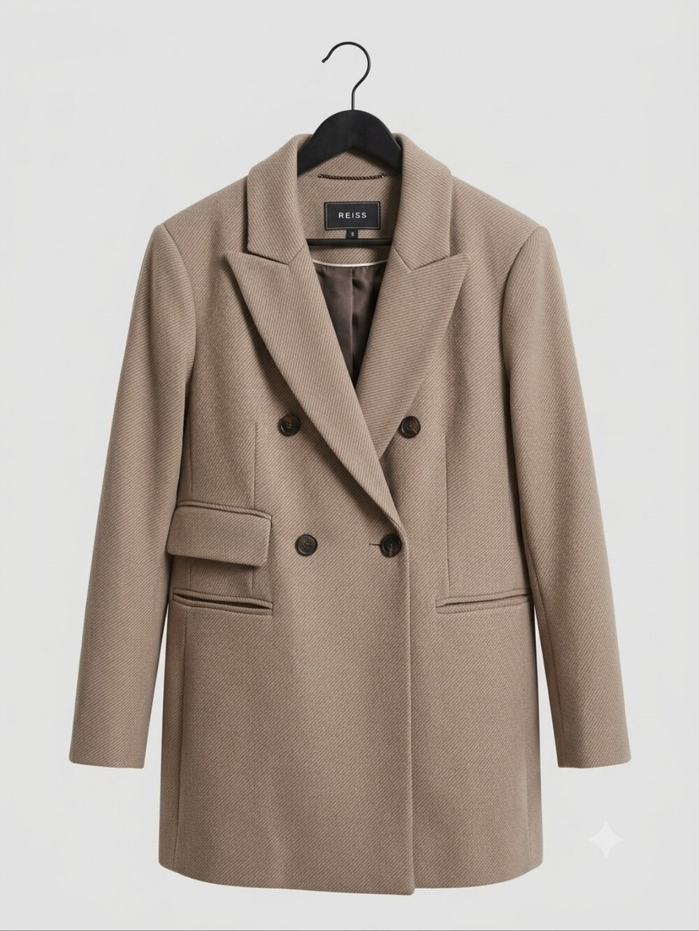 BCBGMaxAzria Double-Breasted Taupe Pea Coat